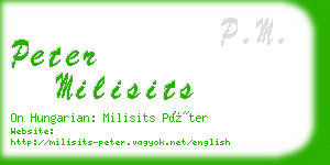 peter milisits business card